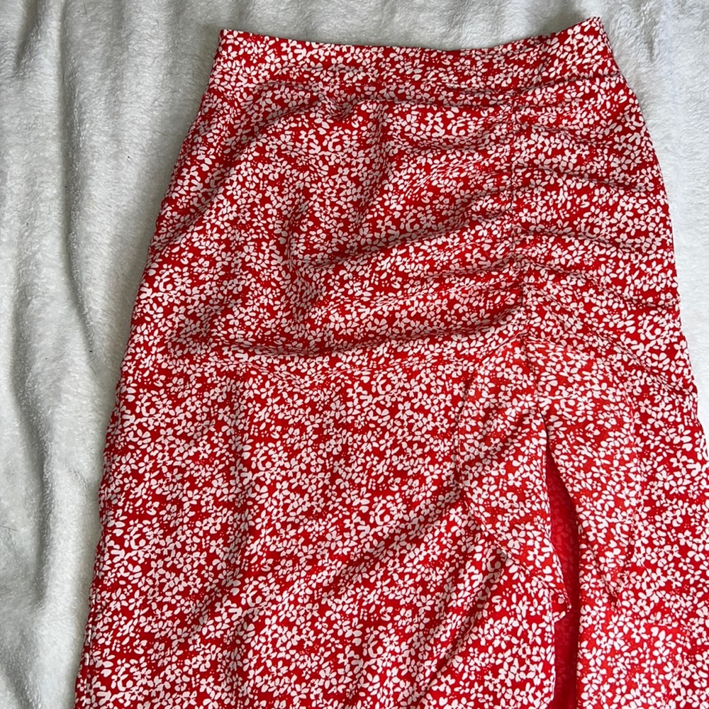 Red midi skirt with slit from Lush!
